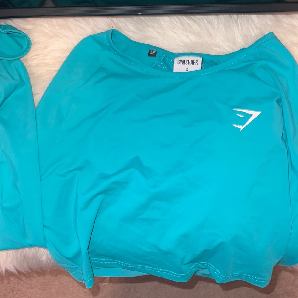Blue Gymshark cropped long sleeve